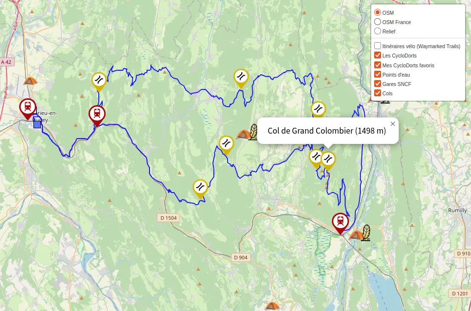 © CycloDort Carte avec parcours personnalisé