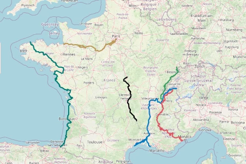 Carte des véloroutes